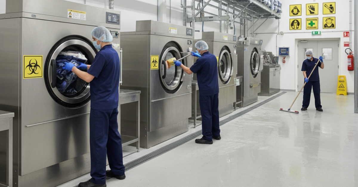 ¿Qué medidas de higiene y seguridad aplica LIMP en la limpieza de ropa laboral?